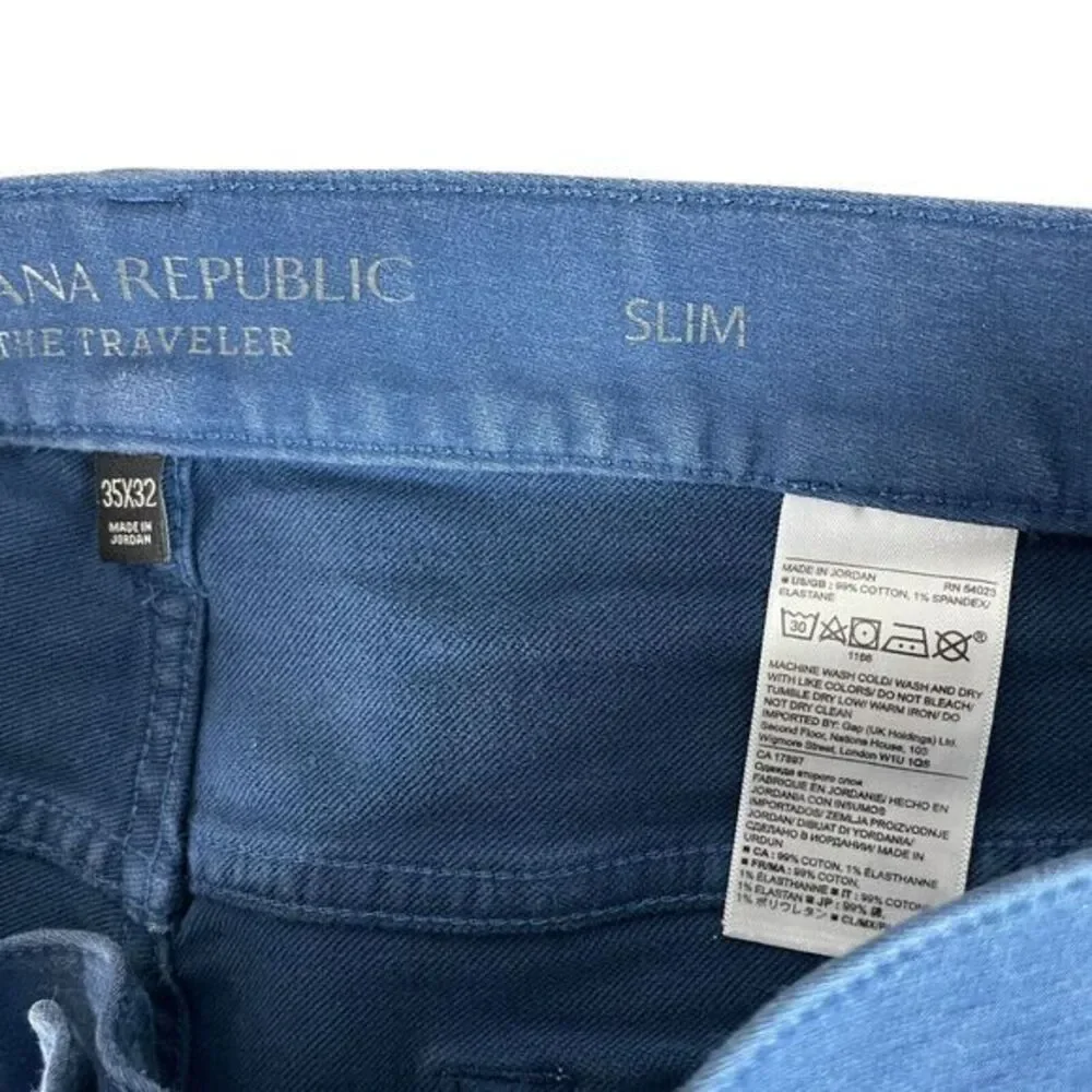 Banana Republic Mens Traveler Slim Jeans Pants 35x32 Blue Stretch‎ *read